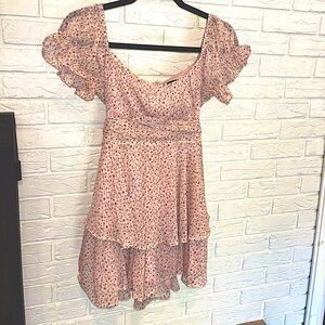 Pink Dress with Flowers, Women’s Medium, Cute, Tie in Back
